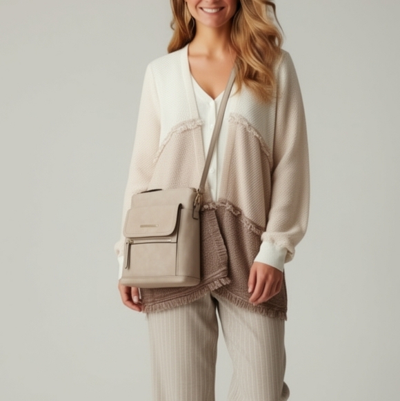 Style & Co Ombre Sweater Open Front Fringe Accent Size Medium - Picture 10 of 10